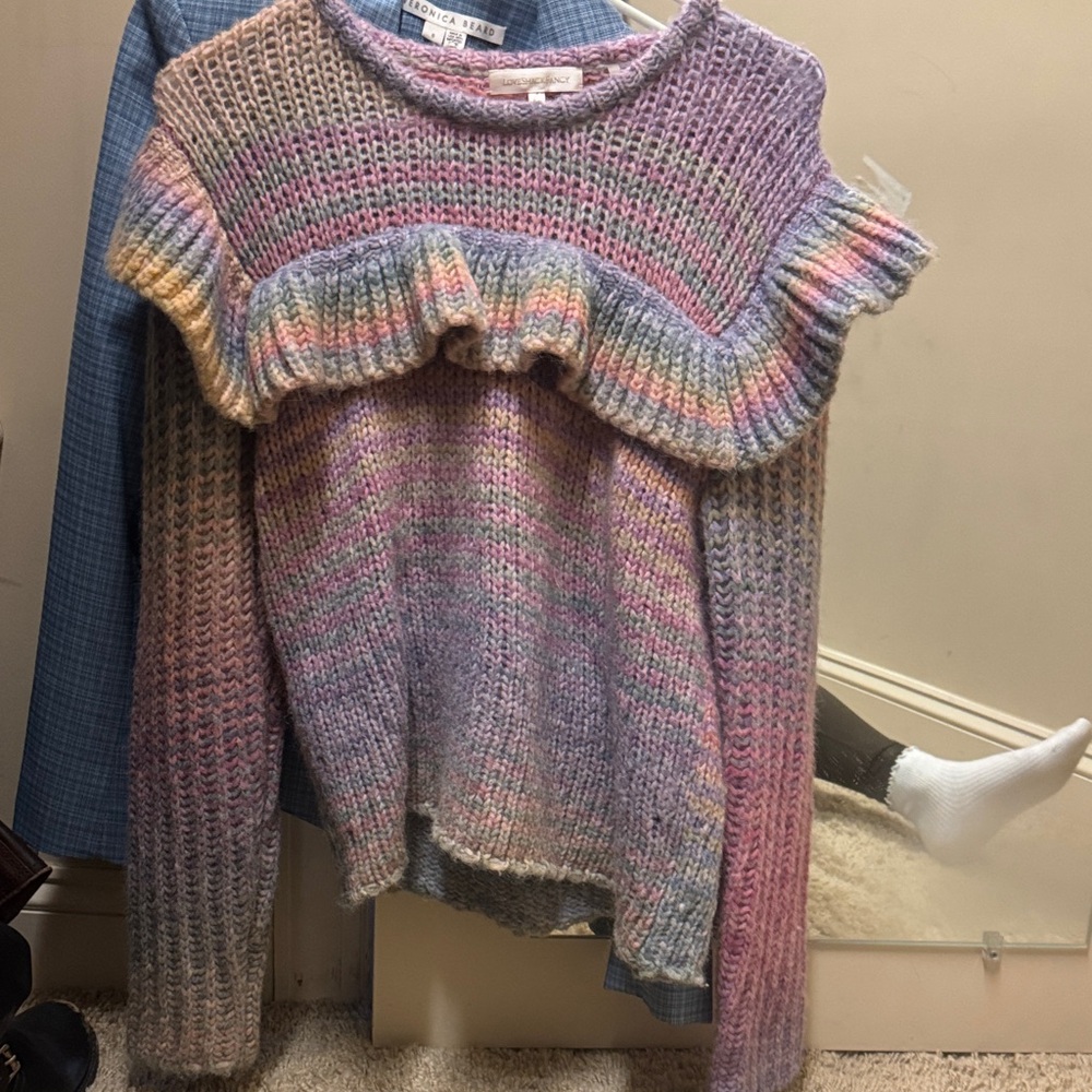 Multicolor Ruffle Knit Sweater - Women